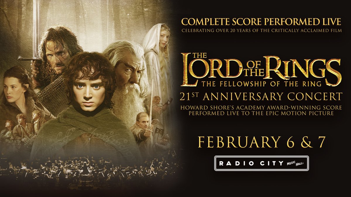 Celebrating the 21st anniversary of The Lord of the Rings: The Fellowship of the Ring, Howard Shore’s Academy award-winning score will be presented live, in concert. February 6 &amp; 7, 2023. Tickets on sale Friday at 11 a.m. E.T. lordoftheringsinconcert.com
#LOTRinConcert