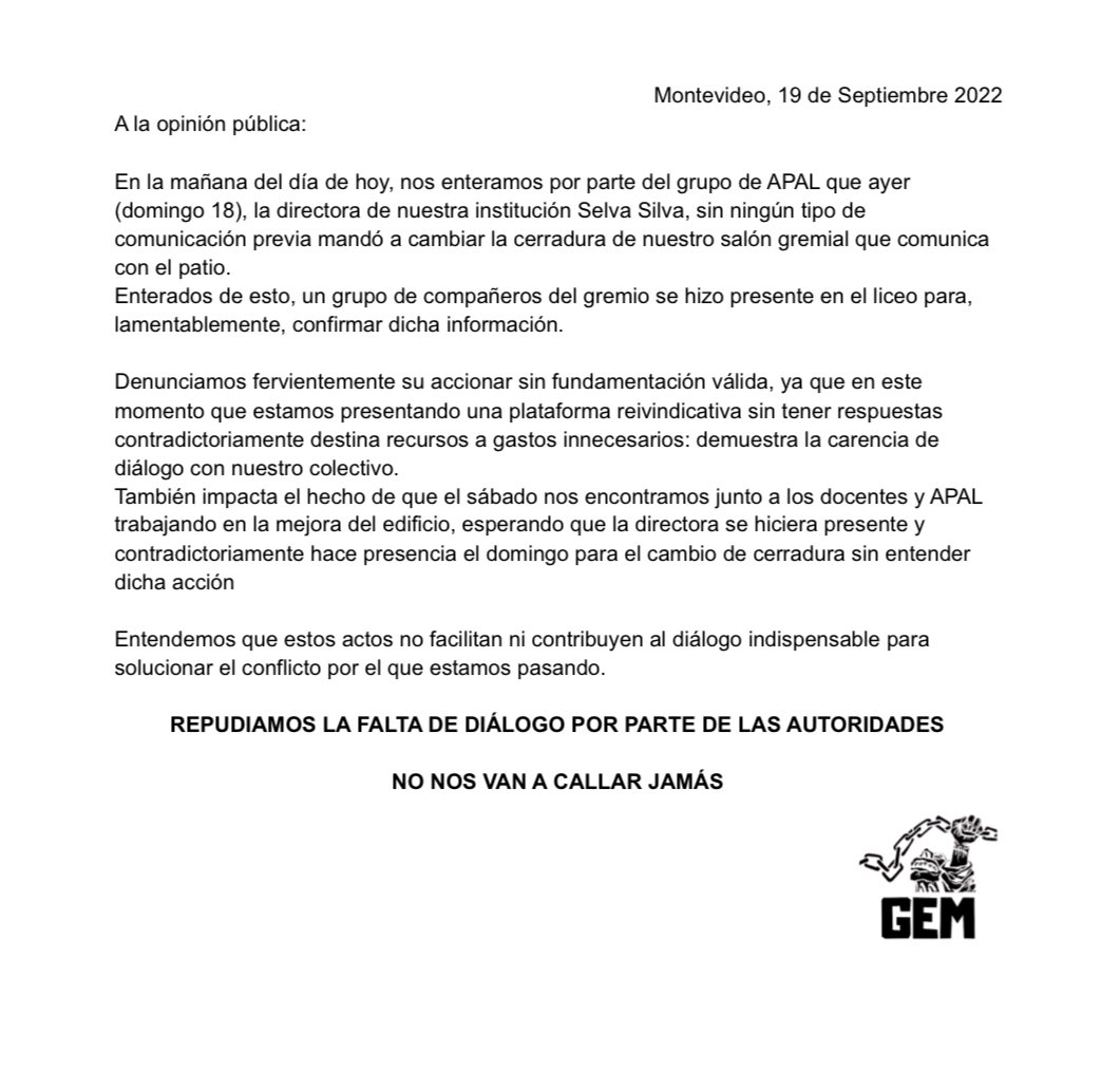 Gremio Estudiantil Miranda (@gdelmiranda) on Twitter photo 