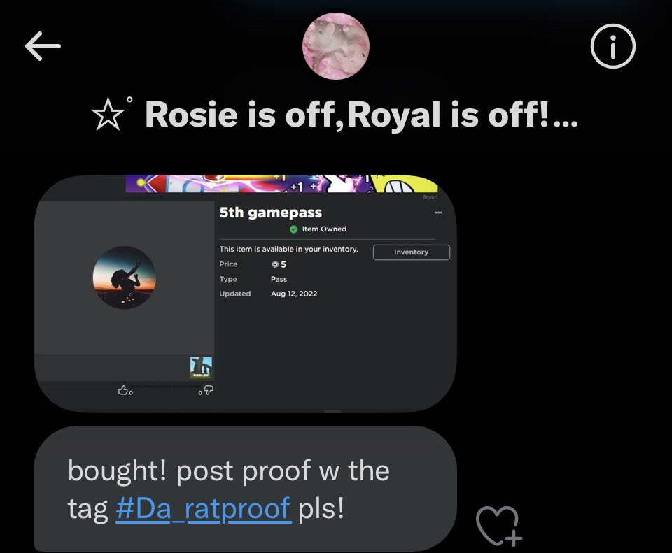 anqelicjxde's tweet photo. @Da_Rat_Rosie is trusted! claimed my 5 robux asap. tysm for the robux again, make sure to go follow them ❤️ https://t.co/71MWe7dV9l