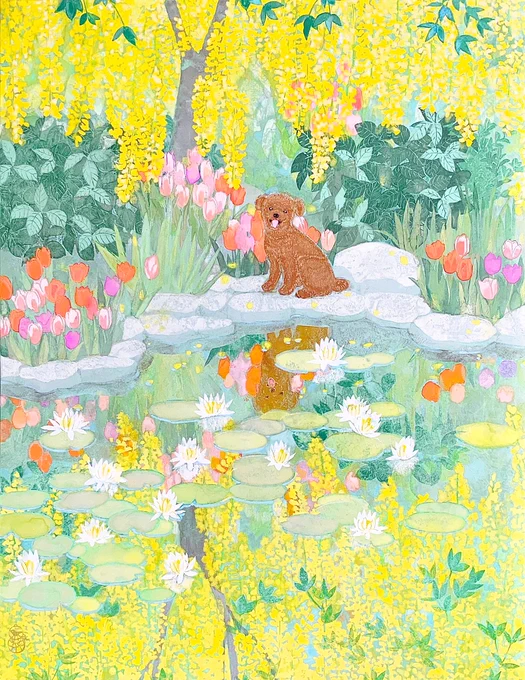 友人のわんこさん描きました P10号サイズです。オーダーも可能な場合がありますのでお気軽にご相談ください 