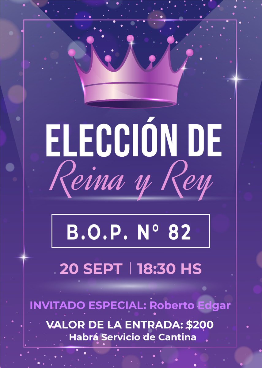 bop_82's tweet photo. ✨Están todos/as cordialmente invitados/as a vivir una noche única.✨

👑 Elección Rey y Reina BOP 82👑 https://t.co/wrJf38BH3k