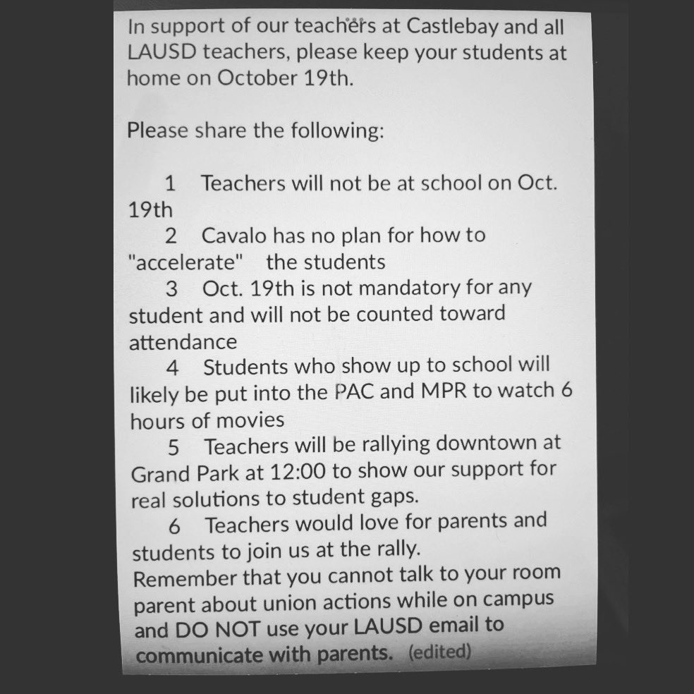 UTLAUncensored's tweet photo. #UTLA wants to use kids as pawns. Don’t let your kids be pawns. Send your kids to school & volunteer.
#AccelerationDays are extra time with teachers. They are only useless if #UTLA demands teachers boycott the days.
@LAUSDSup parents need some confidence on acceleration days! https://t.co/xag8V722sr