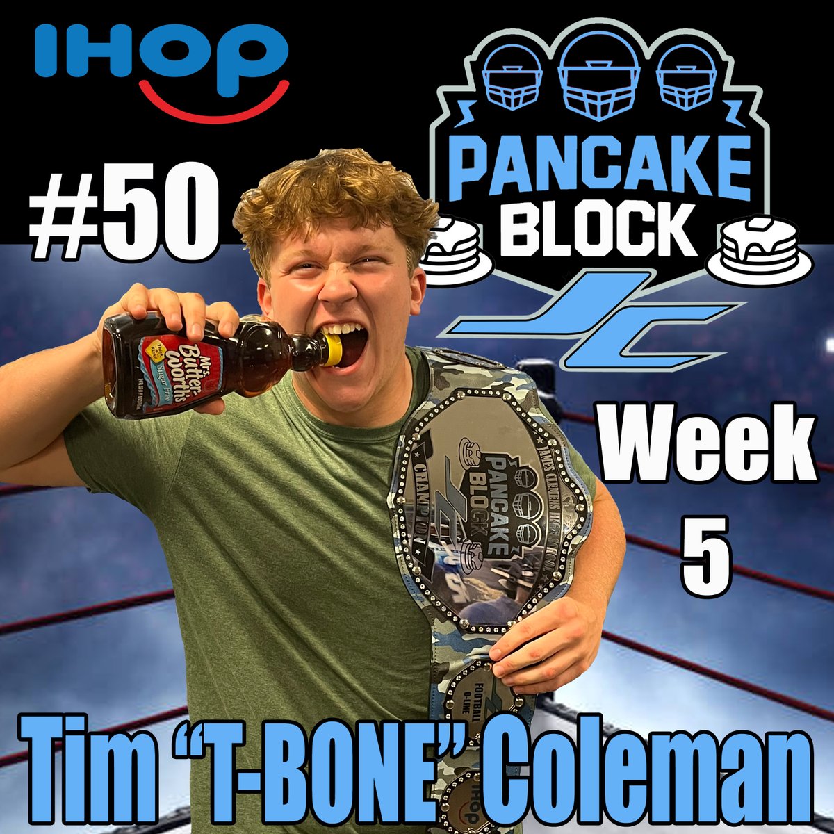 JCJetsFootball's tweet photo. #50 Tim "T-BONE" Coleman is our iHOP Offensive Line "Pancake Block Champ" of Week #5  Way to Go Tim!  #Center #Classof2025 #ThankYouiHOP #PANCAKES #OLINEROCKS IHOP Huntsville &amp; Madison https://t.co/TygxWOMKBa