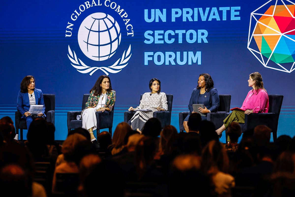globalcompact's tweet photo. 🗣 The leading voice of business at #UNGA is back!
Today, our Private Sector Forum kicked off #UnitingBusiness LIVE, a 3️⃣-day event convening leaders from business, Government and civil society. https://t.co/5pOJYuEjgW