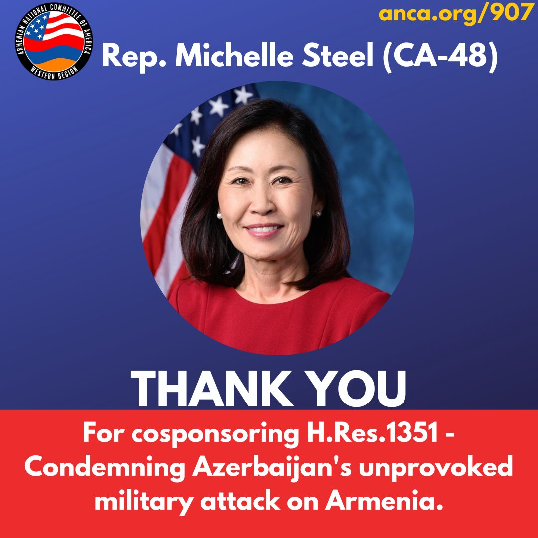 ANCA_WR's tweet photo. Thank you to @RepLindaSanchez and @RepSteel for Co-Sponsoring H.Res.1351, condemning and holding Azerbaijan accountable for its attack against Armenia and Artsakh.

Visit https://t.co/DyqRgTZH0b to take action. #StopAzeriAggression #StopAliyev https://t.co/8nPb1nu6yk