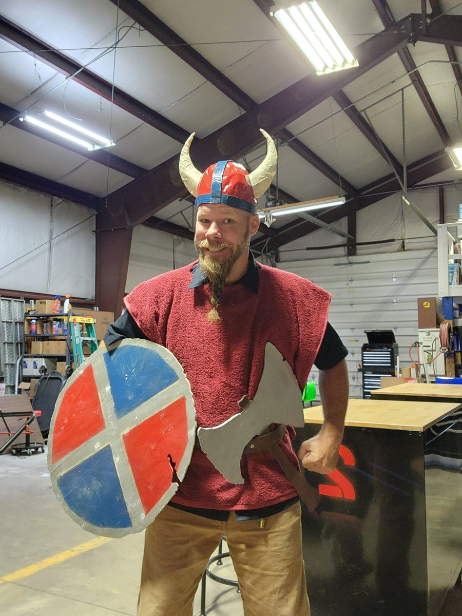 The things I do for kids… 😅 It’s homecoming week so today was Medieval Day. #viking #cardboardandducttape