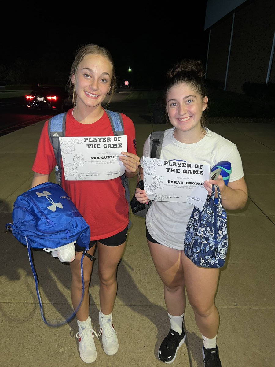 SSVolleyball_'s tweet photo. Player of the Game from Thursday at North Posey was Ava Sublett &amp; Sarah Brown! Good work🏐 https://t.co/CMlshbY1pW