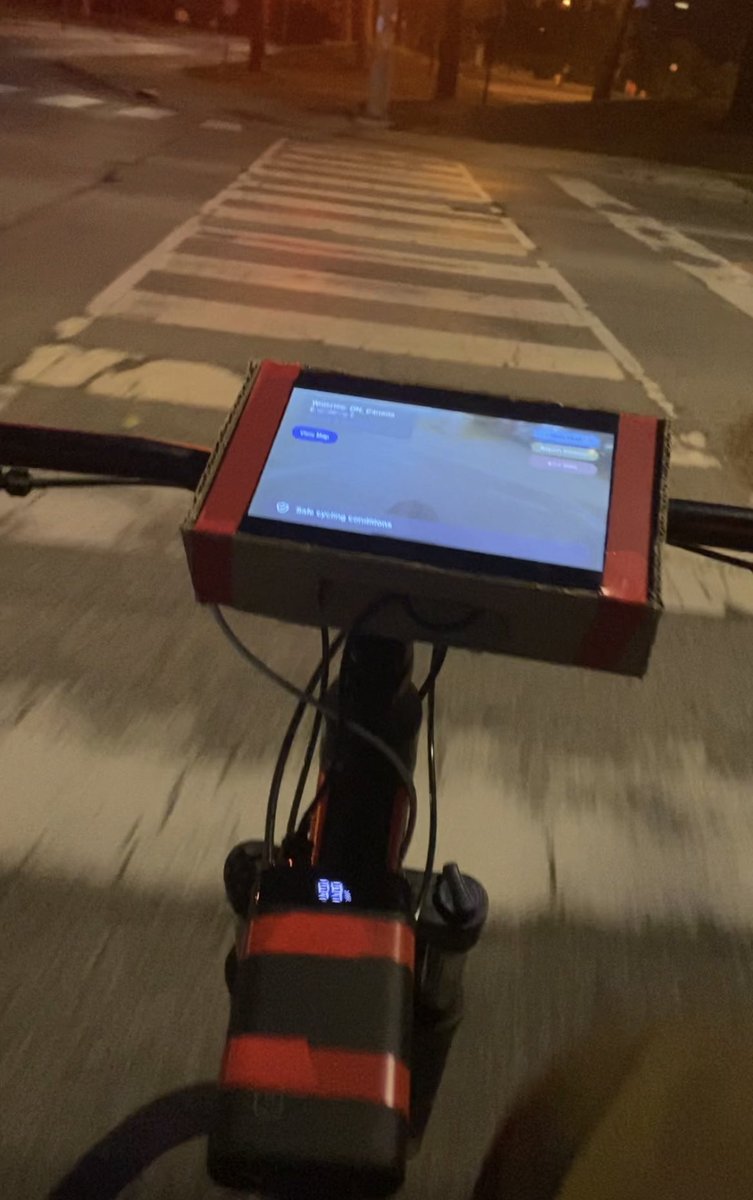 rishiosaur's tweet photo. Over the next 14 hours, we’d collectively have an ungodly amount of Awake chocolate as our team built night vision, open-source location + incident tracking for cities, passing &amp; blind spot alerts, and make it all work offline and with nothing more than a mobile power bank https://t.co/ef7QaXkD8t