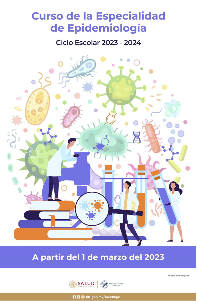 DrGuxZ's tweet photo. ¿Estás interesado en cursar la Especialidad en Epidemiología?
El @HospitalJuarezM sera sede del curso avalado por la @UNAM_MX a partir del 1 de marzo de 2023.
Informes al 5557477560 ext. 7370 https://t.co/o9DNrjLdjU