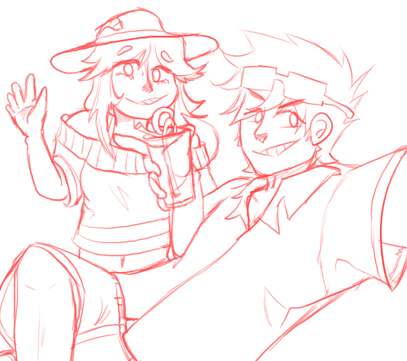 Yuisair's tweet photo. Here's some teasers for a WIP I procrastinated on until tonight.

#Pokémon #KantoKids #TrainerBlue #TrainerLeaf #TrainerRed #WIP https://t.co/u2tJLxsplc
