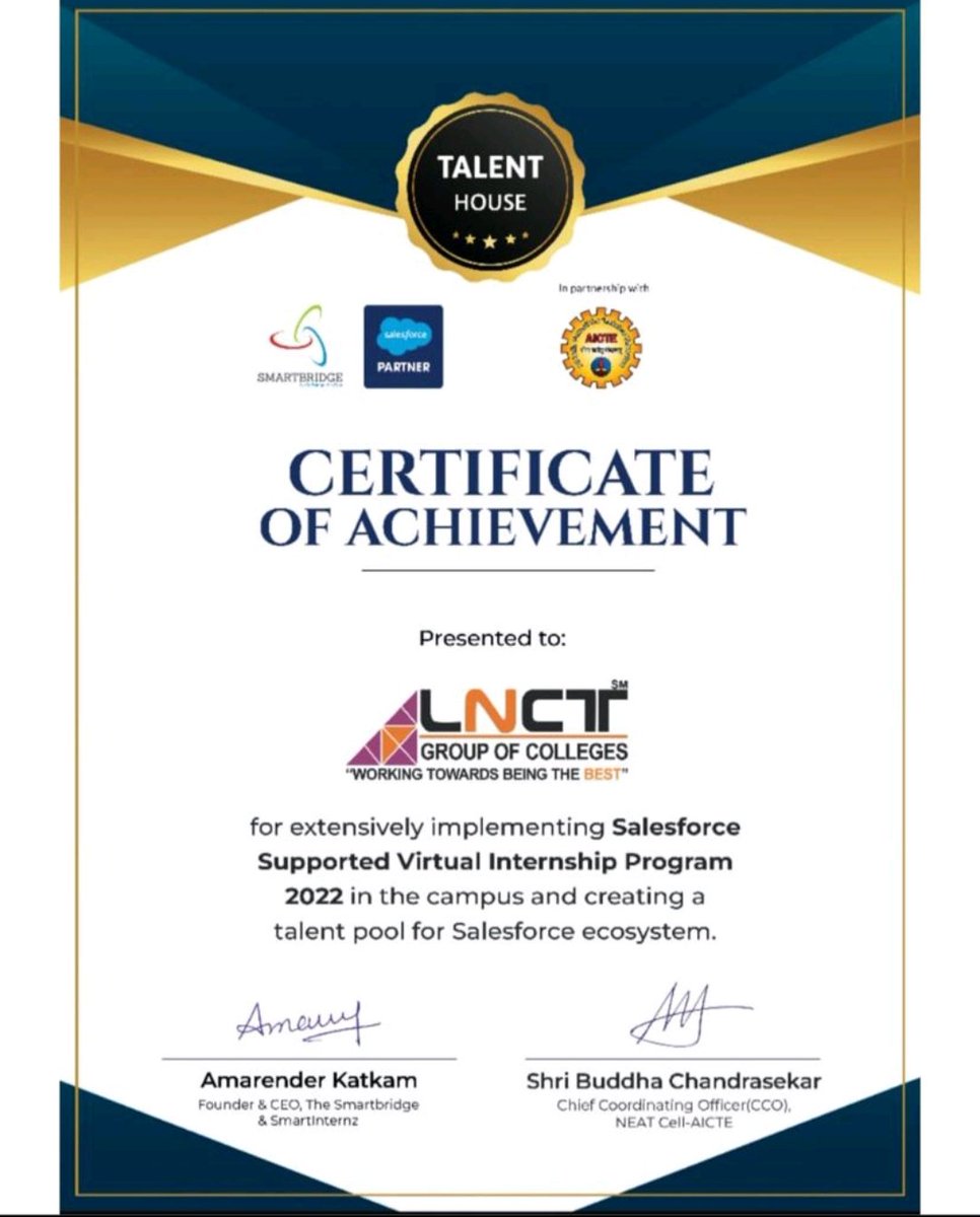 Anuj Garg (@tweet_anujgarg) on Twitter photo Salesforce and LNCT partnership growing with support of <a href="/AICTE_INDIA/">AICTE</a> .
Thanks to my dear friends <a href="/buddhabjp/">Dr Buddha Chandrasekhar</a> <a href="/yadavyudhisther/">Yudhisther Yadav (UD)</a> <a href="/GskShivu/">Shivakumar</a> <a href="/WillS_apac/">Will_Sim_APAC</a> .
Lets create a stronger ecosystem for MP @amyregmore <a href="/salesforceapac/">Salesforce APAC</a> Salesforce and LNCT partnership growing with support of <a href="/AICTE_INDIA/">AICTE</a> .
Thanks to my dear friends <a href="/buddhabjp/">Dr Buddha Chandrasekhar</a> <a href="/yadavyudhisther/">Yudhisther Yadav (UD)</a> <a href="/GskShivu/">Shivakumar</a> <a href="/WillS_apac/">Will_Sim_APAC</a> .
Lets create a stronger ecosystem for MP @amyregmore <a href="/salesforceapac/">Salesforce APAC</a>