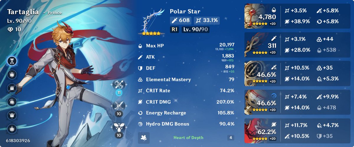 thomachiluctxt's tweet photo. to spite the non-childe havers and non-polar star havers on the tl here's my childe build, the highest ive hit is 480k <3 https://t.co/mRbwvvuWbO