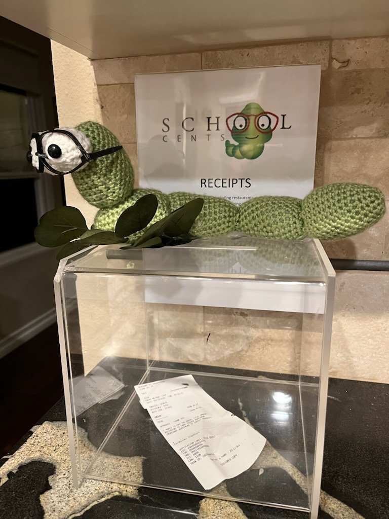 School Cents Receipts can be brought to Los Cerritos office and placed in the box