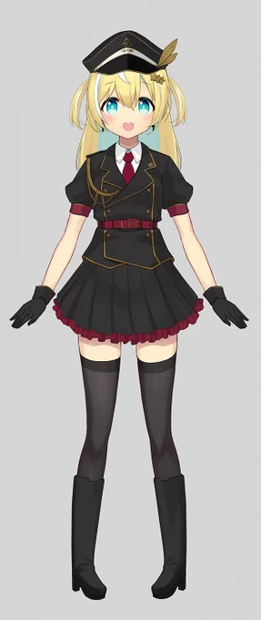 深淵組Vtuber涼風しとらちゃんの新衣装をデザインさせていただきました!軍服風アイドル衣装です。ファンアート等の資料にどうぞ。 #しとらーと 