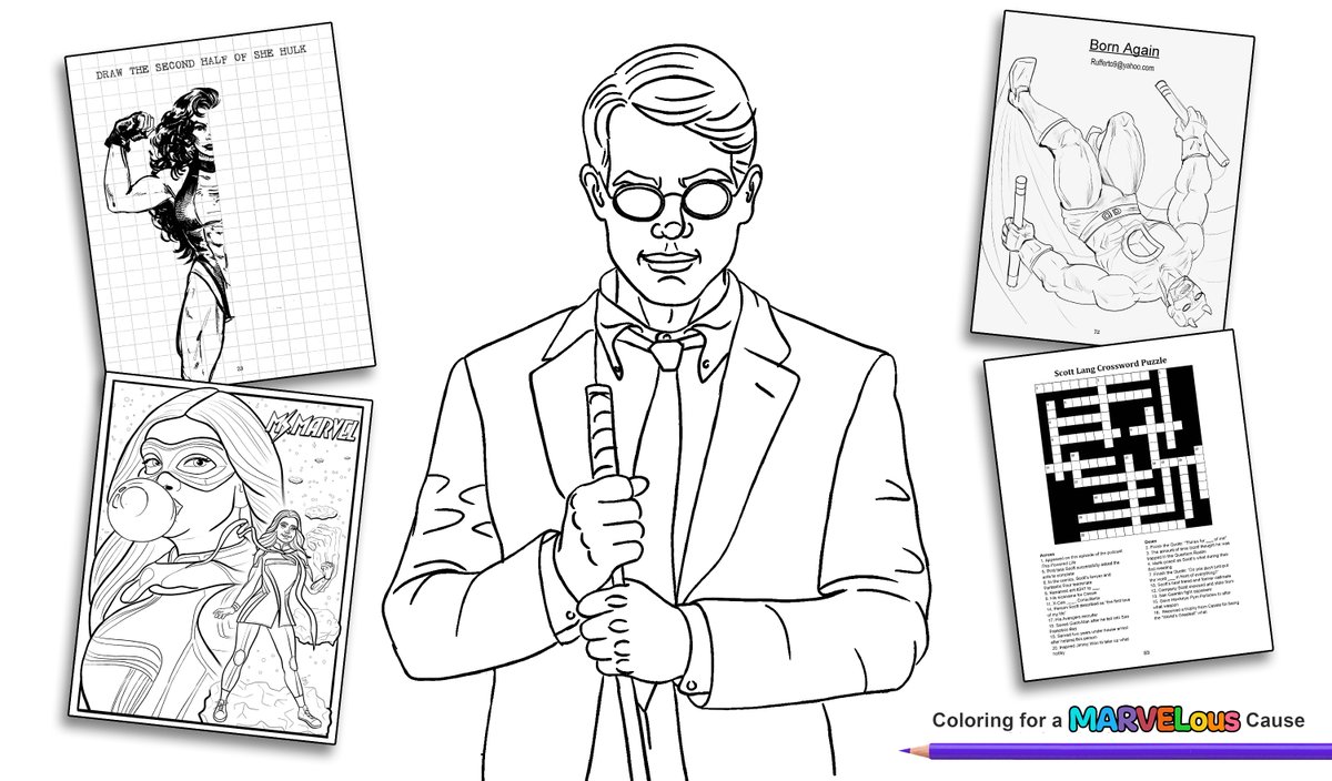 Color4MarvCause's tweet photo. You donate to charity, we send you a digital coloring book. Find out more here: https://t.co/5n1mpuusc3 
34 creators donated works to this book. 
40 coloring pages, 30 activities, and 14 stories 🖍
#marvel #MattMurdock #daredevil #SheHulk #jenniferwalters #MsMarvel #antman https://t.co/wxCsSz0gZm