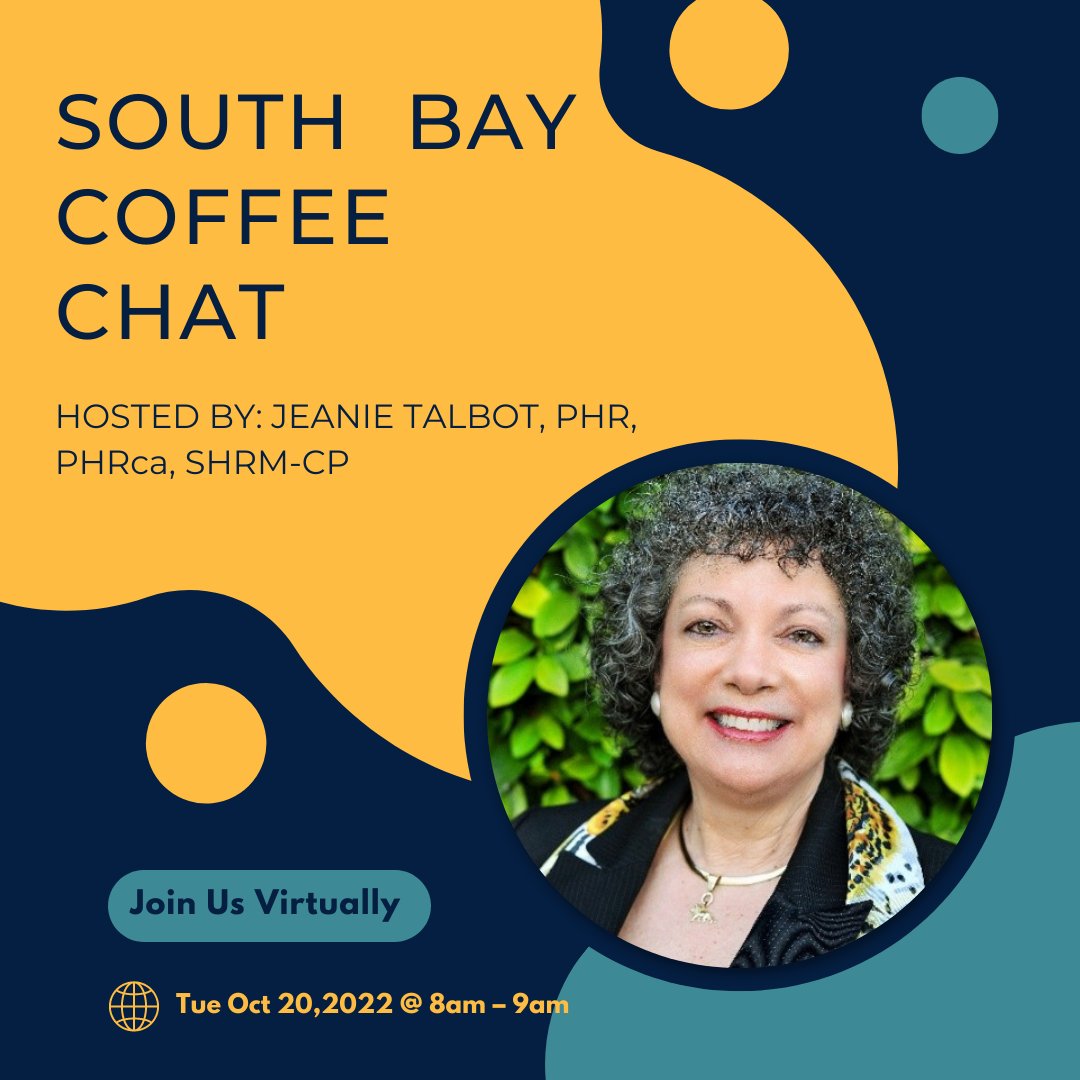 PIHRASouthBay's tweet photo. PIHRA South Bay EXCLUSIVE!!!
Grab your favorite morning "wake-up" and join us for enlightening discussions about industry, best practices, and NETWORKING opportunities!  This is an hour of free-flow dialogue.

#HumanResources #HR #hrsolutions #ilovehr #peopleperson 
#pihra https://t.co/JJyPVN0kyW
