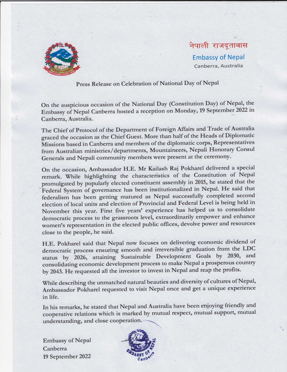 nepal_australia's tweet photo. Celebration of National Day of Nepal 2022 https://t.co/R2CEPknBL9