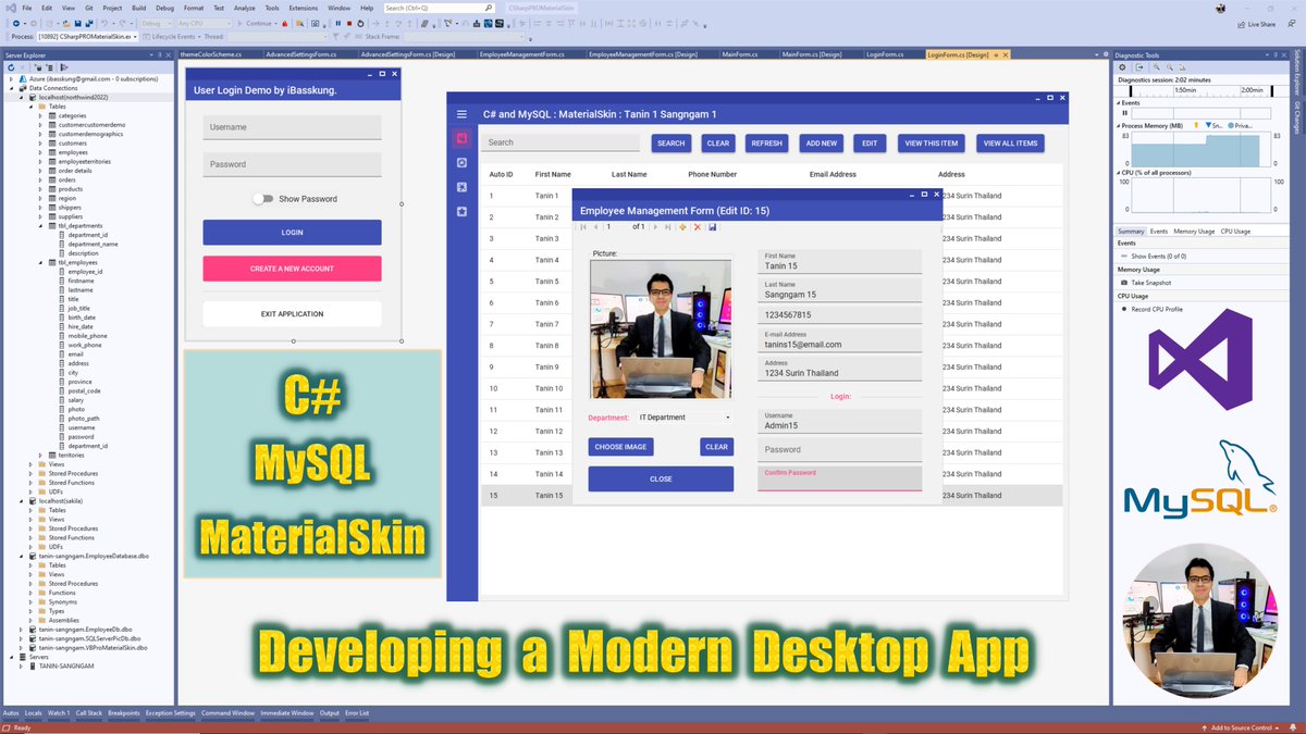 IBasskung's tweet photo. Developing a Professional Modern Desktop App using C# and MySQL.
- If you would like the source code, please visit my store: https://t.co/a7RceOYog9
#VisualStudio2019 #CSharp #MySQL #ADOdotNET #Programming #Coding #ModernUI #SourceCode #CodeAMinute #iBasskung https://t.co/f5ewS6SIEA