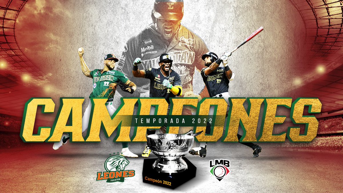 LMBBanorte's tweet photo. ️¡LOS LEONES SON LOS CAMPEONES! 🦁🥳🏆🎆

Los @leonesdeyucatan ganan la Serie del Rey 2022 y rugen desde lo más alto en la Liga Mexicana de Beisbol 🏆⚾️🔝😎

#BeisbolizaTuVida #EmocionesImparables https://t.co/NUBUvkguXg