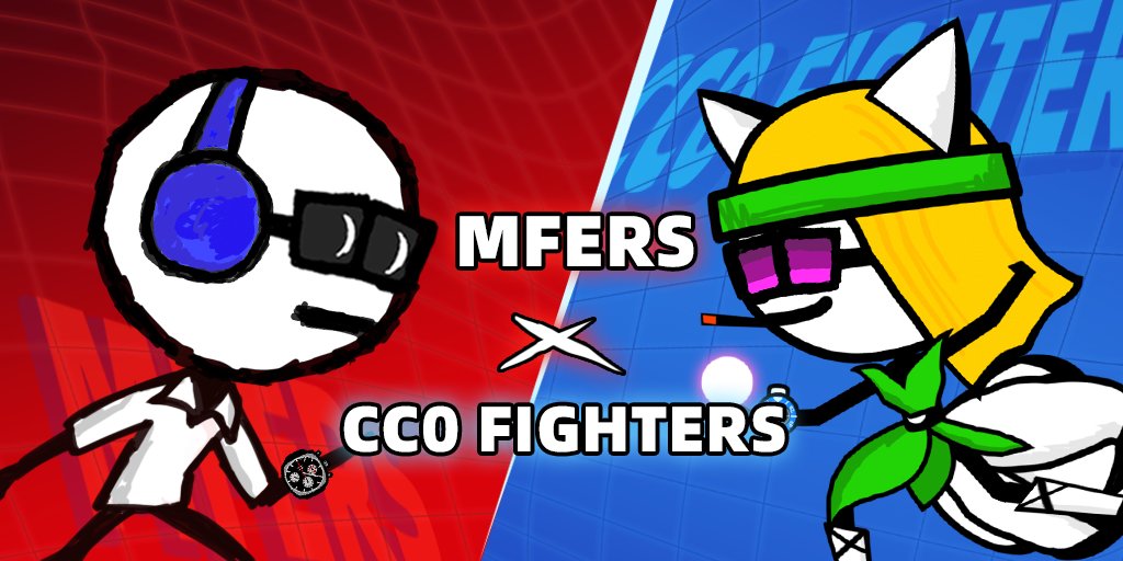 CC0fighters's tweet photo. #mfers x @CC0fighters biggest giveaway

🎁2000 Freemint WL spots for mfers holder! 

First action game 🎮 inspired by CC0 NFTs. Season1 belongs to #mfers fighters! 

✅Enter: https://t.co/3BBWHOqOcw

@unofficialmfers @footDAO_mfers  @adeedao https://t.co/Lbzxd6VE3l