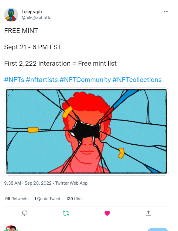 Bonner8848's tweet photo. @telegraphnfts Replying to https://t.co/f3zj7Pv0n0