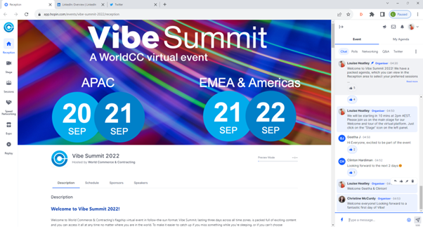 worldcc_'s tweet photo. We are ready to kick off our annual flagship virtual event, Vibe Summit 2022 in APAC! #vibesummit #contracts #APAC https://t.co/B3UwCN5cTy