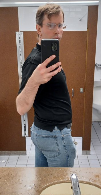 Had to wear jeans to work tonight. They are super comfy as they stretch quite a bit. Also, hair is a