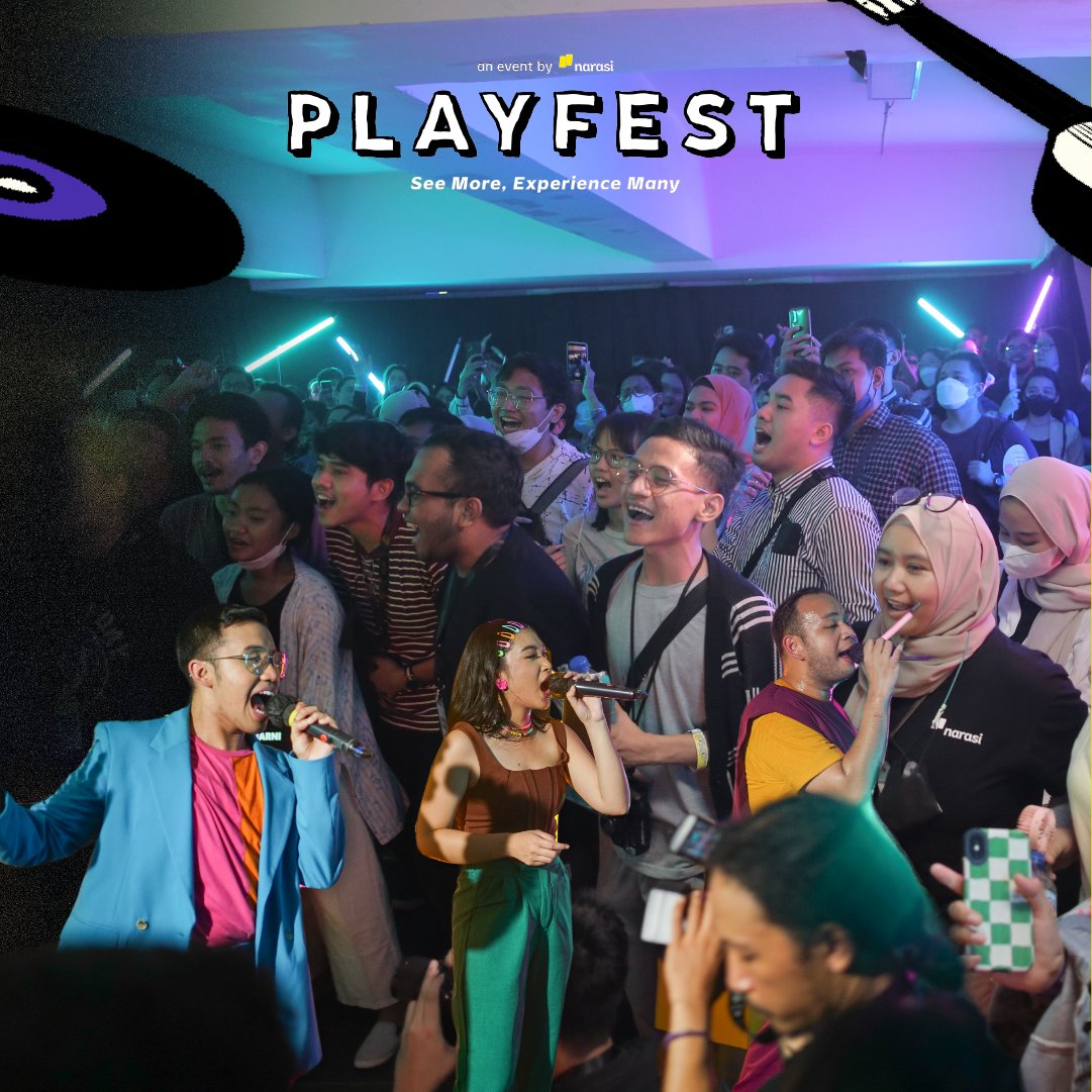 playfestnarasi's tweet image. Music Experience juga pecah banget, sih!

Mulai dari keseruan di Karaoke Room bareng Elbytri sampai nyanyi dan joget bareng di Playstage. 🥳 #Playfest2022 #ReactivateYourSense