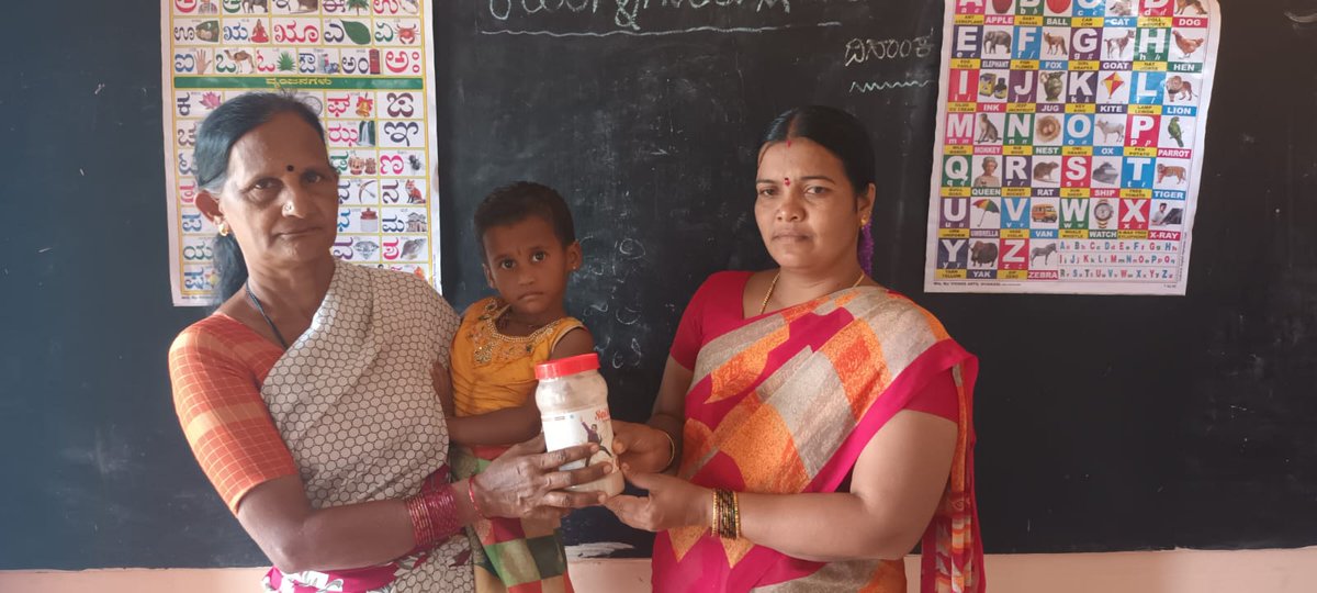 annapoornatrust's tweet image. With Persistent Foundation of @Persistentsys, we are working with Aanganwadi children from Karnataka and Telangana. These children have shown signs of malnutrition and our intervention is to help them optimize their health profile. We just distributed the 2nd jar of SaiSure.