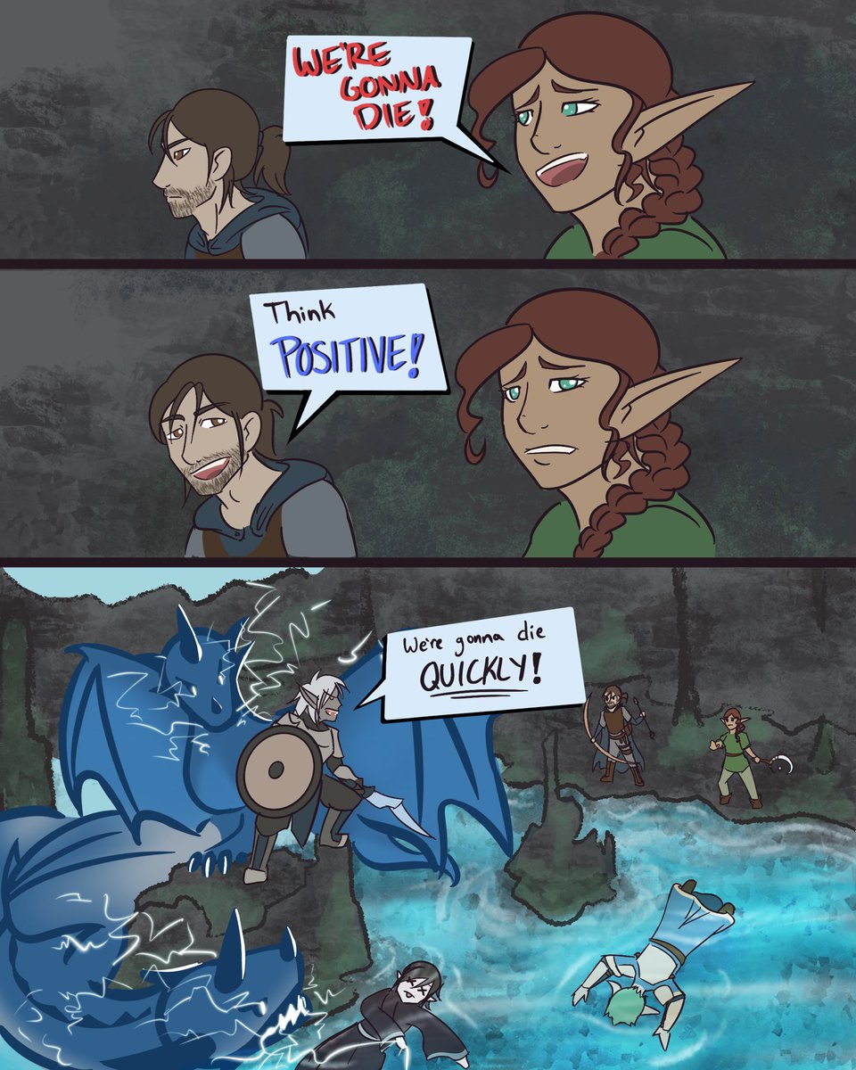 syditiousart's tweet photo. Forgot to upload this d&amp;d meme redraw I did. I’m really proud of the water 🌊 https://t.co/imuSeVzdaH