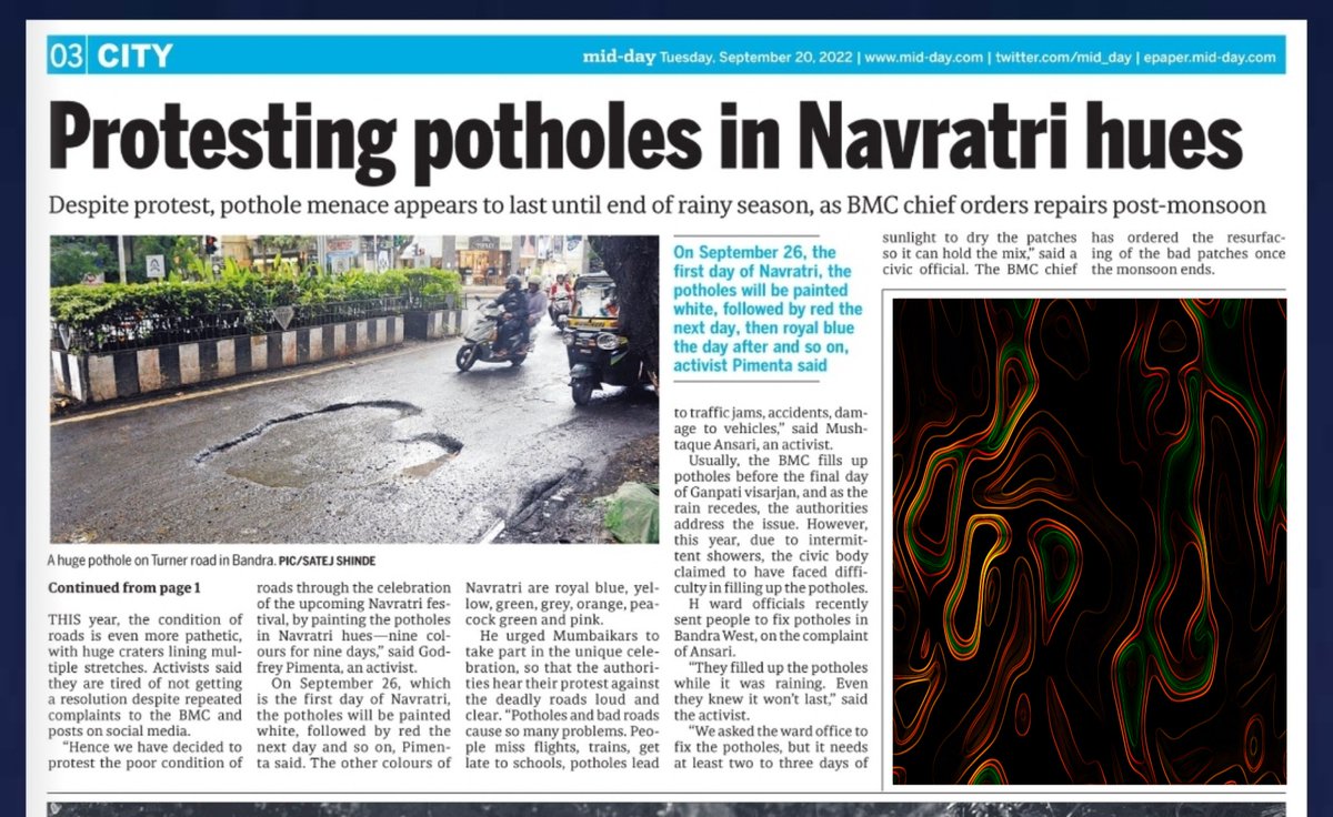 PrajaktaKasale's tweet photo. The roads are in pathetic condition. Before spending Rs. 7500 crores for cement concrete roads and Rs 2000 crores for beautification, @mybmc must focus on potholes. 
@mid_day
@PotholeTeam
@mumbaitraffic
@mumbaimatterz
@bandrabuzz
@AndheriLOCA
https://t.co/DZ4xp1mF3P https://t.co/MKCJjVHKOp