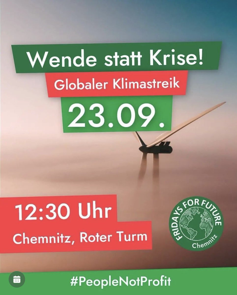 Liebe Follower,

Leider wird es diesmal keinen globalen Streik im Erzgebirge geben. Deshalb bieten wir euch diesmal an unsere nächste OG in Chemnitz bei ihrem Streik zu unterstützen. Wir sehen uns Freitag auf der Straße. ‼️💚