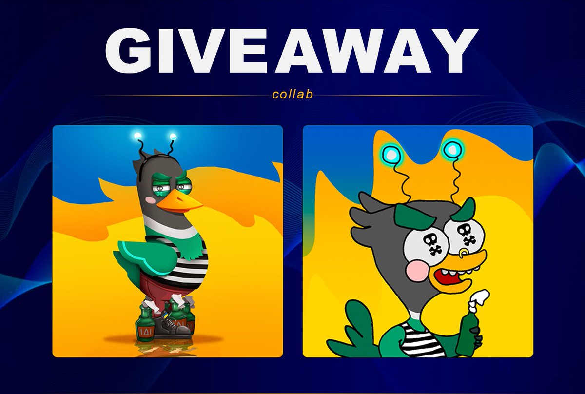 We've met our friends and celebrate it!
🎉Giveaway!

🎁1 NFT of <a href="/Induckstreet/">InDuckStreet 🇺🇦</a> and 1 NFT of
<a href="/NftBioweapon/">Nft_bioweapon</a>

✅Follow <a href="/Induckstreet/">InDuckStreet 🇺🇦</a> and <a href="/NftBioweapon/">Nft_bioweapon</a>
✅Like and RT
✅Tag NFT frens

Winners in 48H! Quaaaack - good luck!

#NFT #NFTGiveaways #ETH #NFTCommumity #NFTProjects