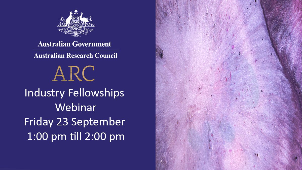 #ARC is holding an information webinar on the Industry Fellowships Program. It will be taking place on Friday 23 September from 1:00 pm till 2:00 pm AEST. you can register here: ow.ly/WOvb50KNwwR