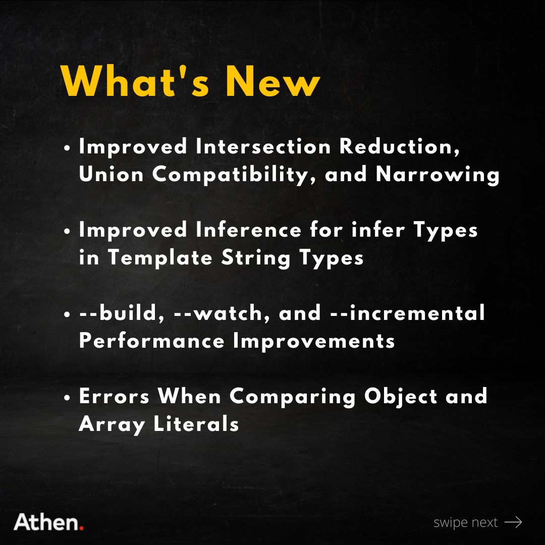 WeAreAthen's tweet photo. TypeScript 4.8 is released now.

#typescript #released #athen #athentechbits #techbits https://t.co/7uqaDhQV5z