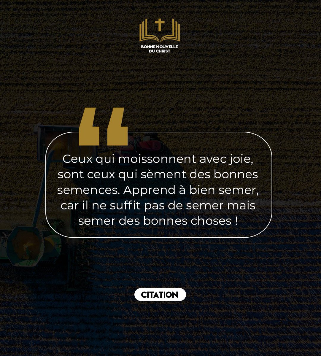 Bonne_Nouv's tweet photo. La loi des semailles et de la moisson. Bonne journée en Jésus Christ.
#BonneNouvelleDuChrist #Semailles #Moisson #Semer #Moissonner #Semence #Citation #Mardi #Septembre2022 https://t.co/HREahkajNO