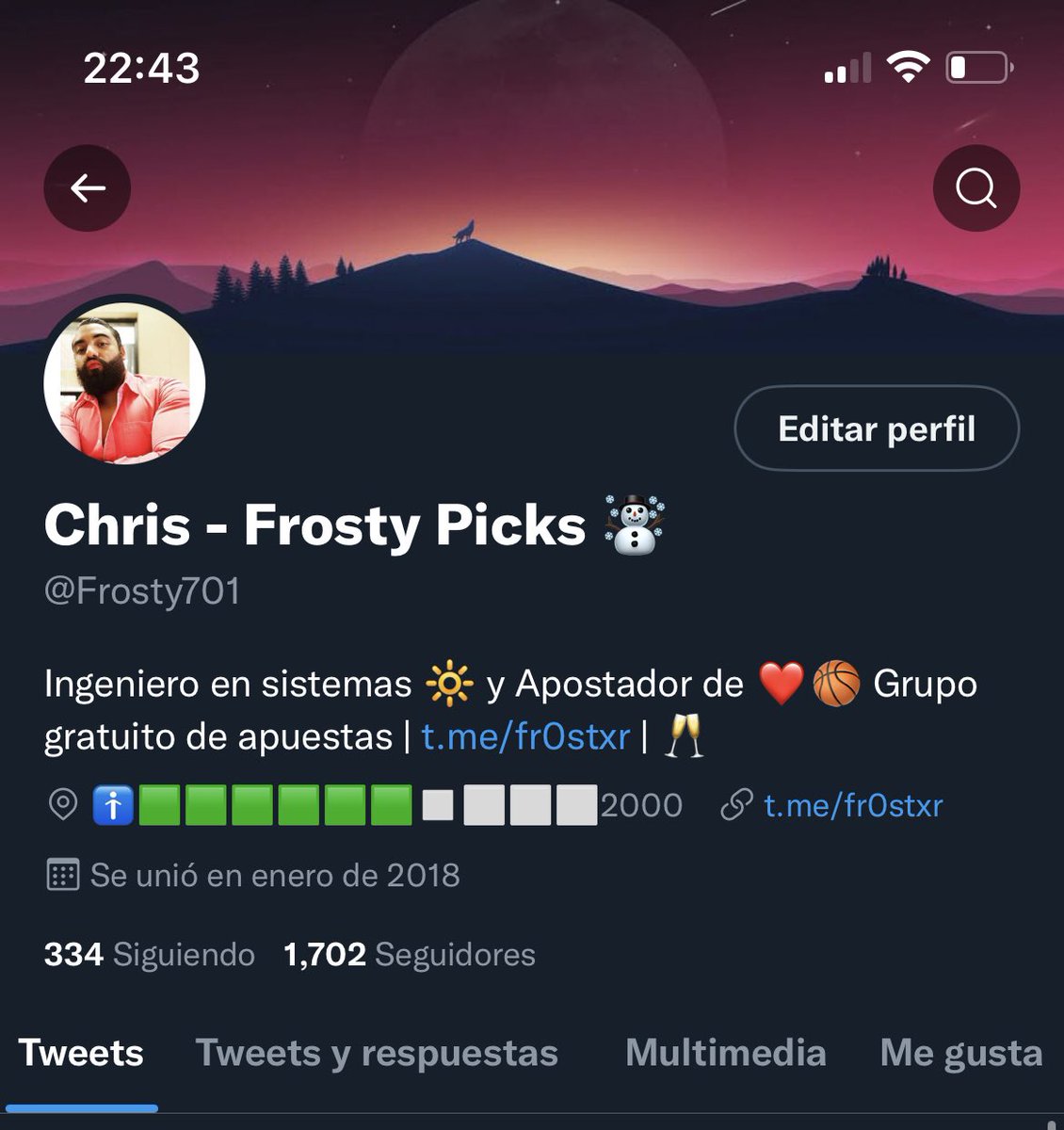 🚨SORTEO🚨

🗣YA LLEGAMOS A LOS 1700 SEGUIDORES EN TWITTER 🥳

Se van $500 GRATIS, entre los que dejen su:

❤️ Like
♻️ RT 
✅ Follow me: <a href="/Frosty701/">F R O S T Y ❄️ P I C K S</a> 
✅ Follow: <a href="/FabRelly/">Frostmmel picks</a> 
💬 #FrostyPicks