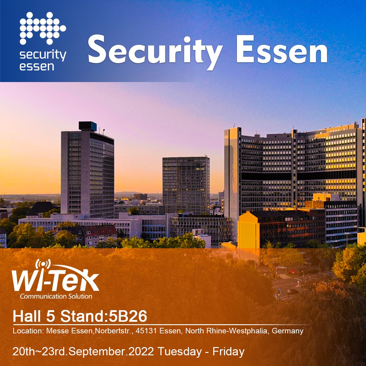 Witek_AprilChan's tweet photo. Will you be attending Germany Security Essen 2022?
📅 September 20-23, 2022
Welcome to stop by the Wi-Tek booth (5B26) to learn about our latest products and resources.
https://t.co/t26g0zKJrC
#WiTek #securityessen2022 #messen #cctv #networking #videosurveillance #iotsolutions https://t.co/CLGAim8wzS