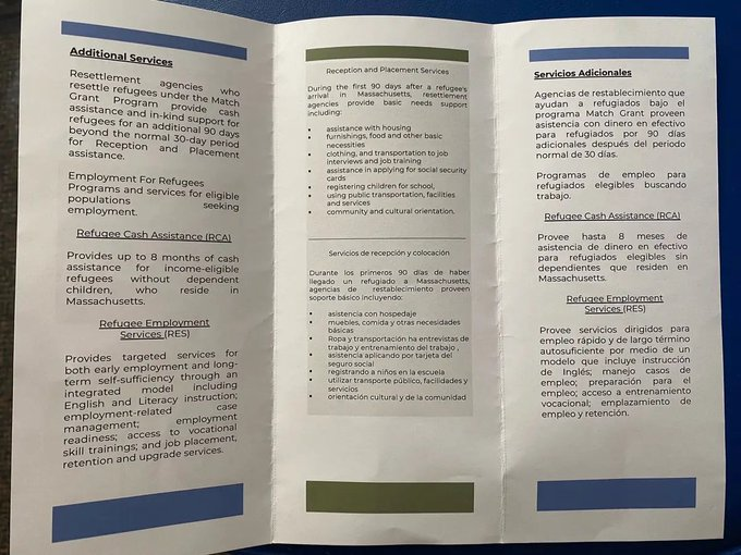 amylouky's tweet photo. @LibertarianGuy5 @sheriffsalazar Google "kidnapping by inveiglement". If deception is used to obtain consent, it is legally kidnapping. 
The migrants were given this brochure and promised housing, jobs, and cash assistance. https://t.co/fUeA4lMvEU