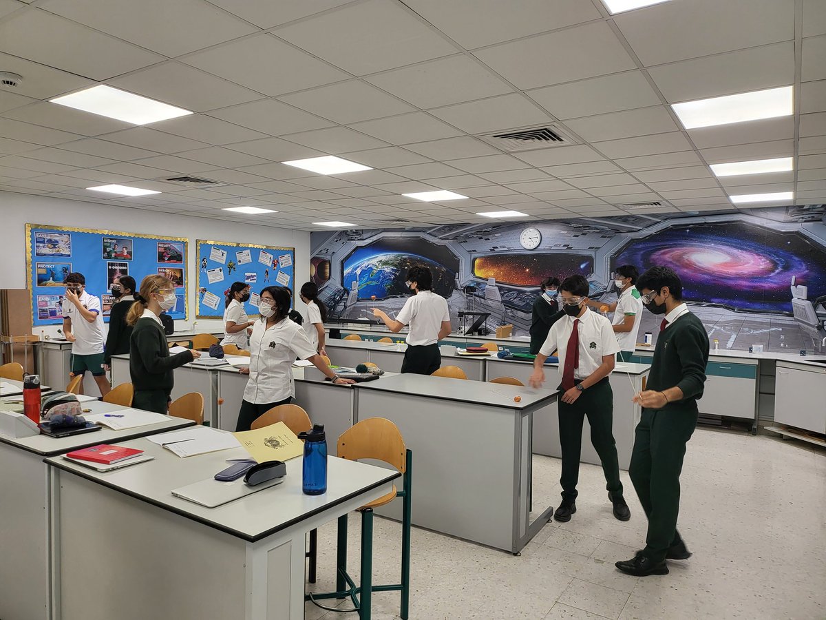 Year 11 students working together to understand centripetal force for our Space topic. 
<a href="/JCD_Science/">Science | Jumeirah College</a> <a href="/JumeirahCollege/">Jumeirah College</a> 
#Space #Forces #criticalthinking