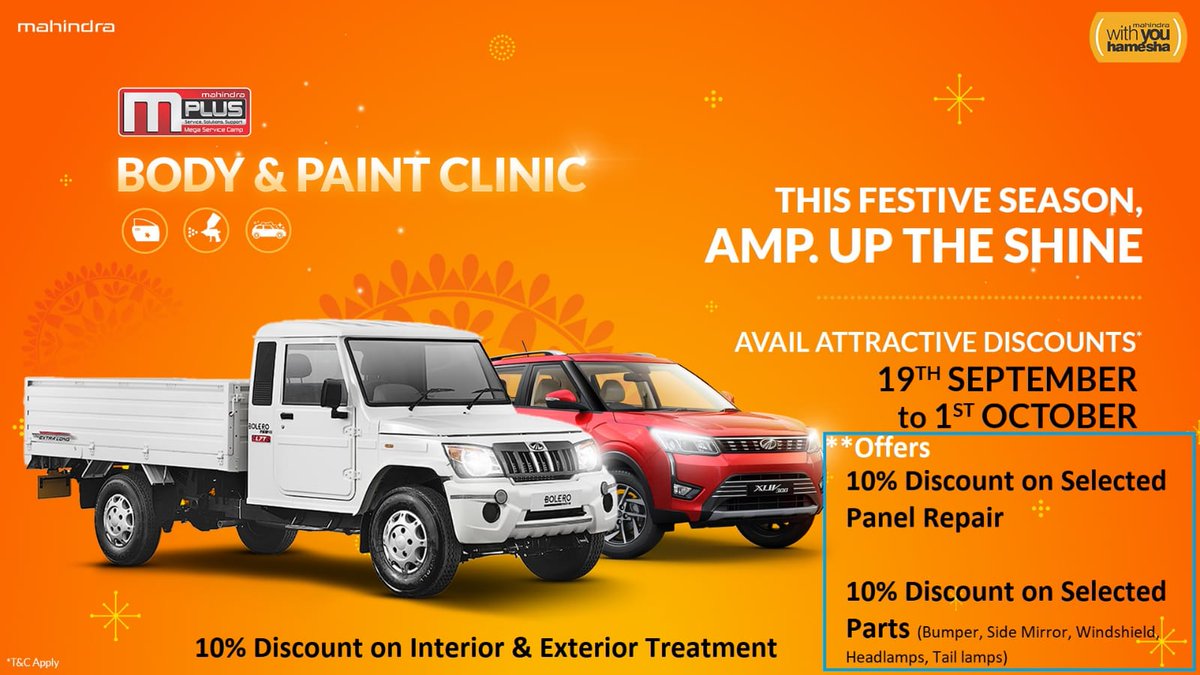 ltd_neon's tweet photo. Turn festive lights into spotlights with your unmissable presence. Take your vehicle to #MplusBodyPaintClinic at your nearest authorised service center and avail exiting discounts.
#Neonmotors #Autonager 
#Visakhapatnam https://t.co/qHl15YUEq1