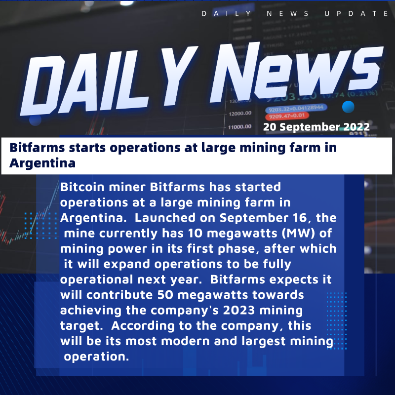 DeFiTrend_'s tweet photo. #Bitfarms starts operations at large mining farm in #Argentina 

Follow @DeFiTrend_ for more updates!📣

#cryptocurrency #crypto #cryptking #trader #bitcoin #bitcoinlife https://t.co/M8j2viw6uG