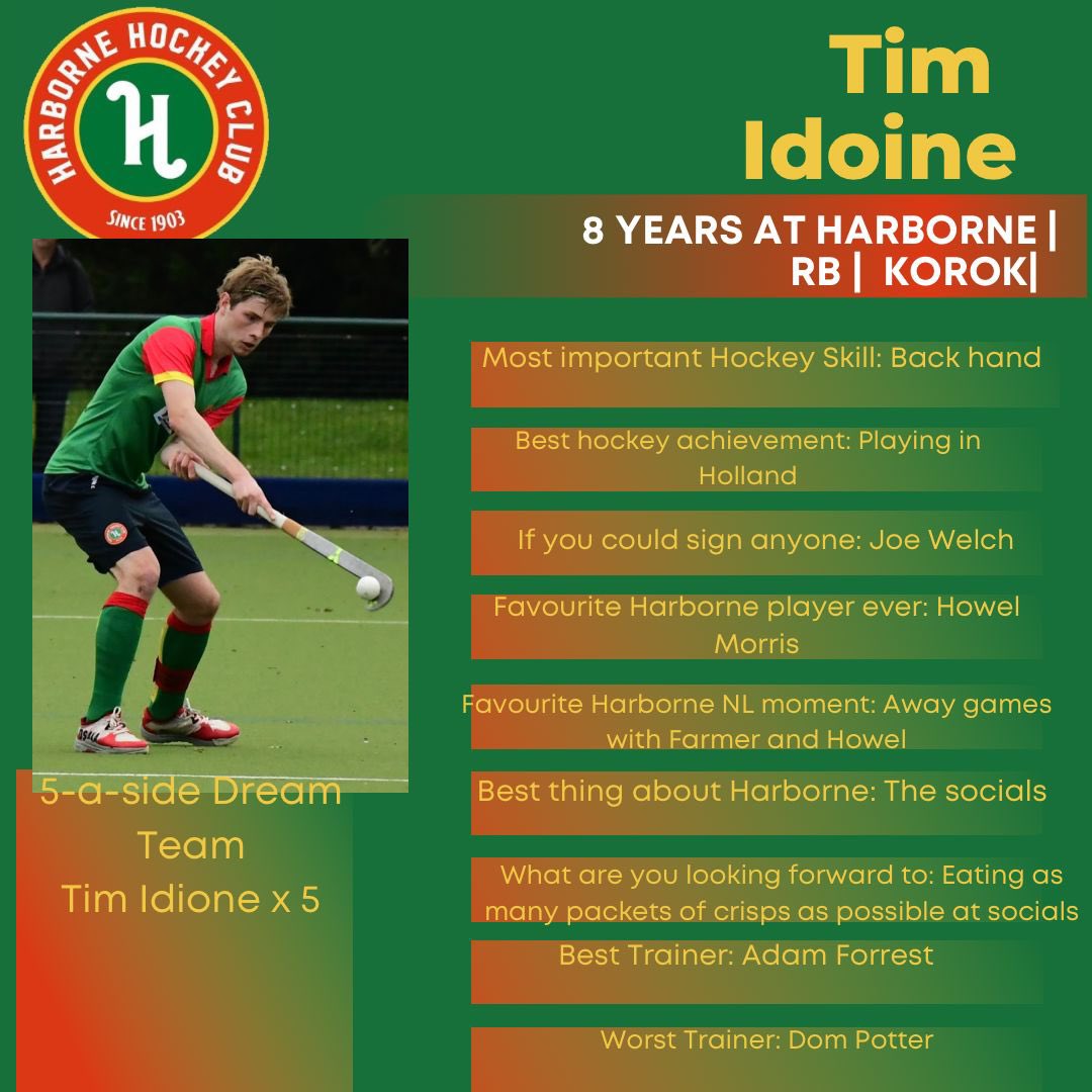 HarborneHC's tweet photo. Today we feature our 1st Team captain. He’s matured a lot since the fresh faced forward who would only reverse it. He’s now a fresh faced defender who only reverses it. Still being told to give the simple ball , it is of course Tim! @Tim_idoine #bleedgreen #hhcm1 https://t.co/3DPHVuTwXr