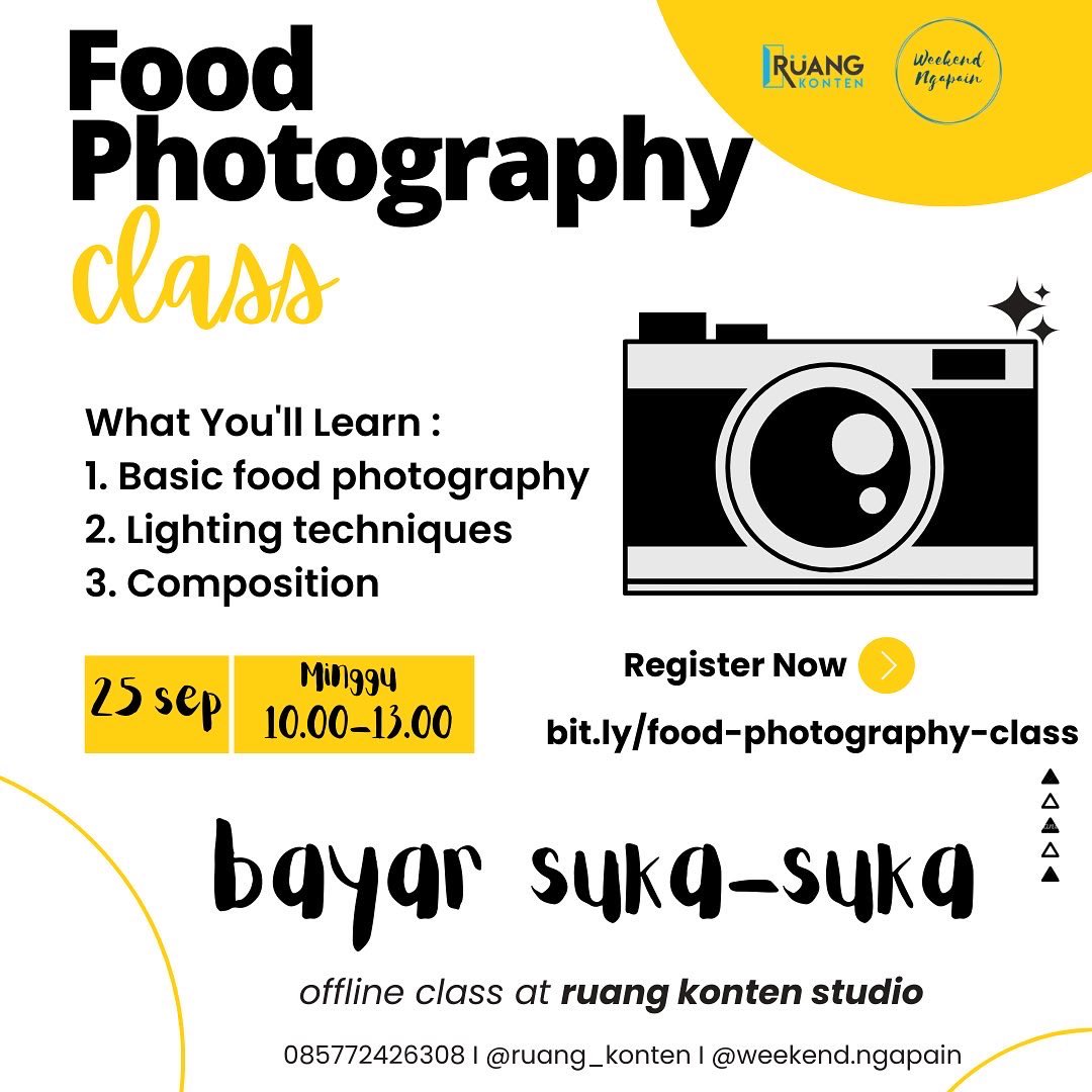 sobatmagang_id's tweet photo. Kapan lagi kamu bisa belajar Food Photography #BayarSukaSuka
Kesempatan langka banget iniβ¦
πJakarta Selatan
Yuk ikutan sebelum seat-nya sold out
Register di:
https://t.co/1okYaEKCMr
#foodphotographyclass
#kelasFotografi
#weekendNgapain
#ruangKonten
#MagangID
#foodPhotography https://t.co/xj9TB65ATQ