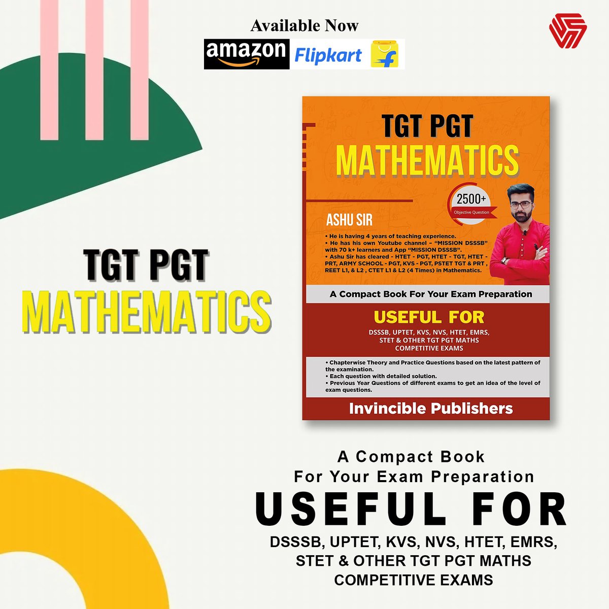 He is having 4 years of teachingexperience.He has his own Youtubechannel -'MISSION DSSSB' with 70 k+ learners and App 'MISSION DSSSB'. Ashu Sir has cleared - HTET -PGT,HTET TGT, HTET -PRT,ARMY SCHOOL - PGT, KVS-PGT, PSTETT & PRT,REET L1, & L2,CTET L1 & L2 (4 Times) in Mathematics