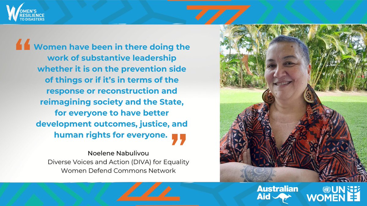 At the forefront of #ClimateJustice and gender-just work in the #Pacific, @noelenen of @diva4equality #WomenDefendCommons Network is advocating for and representing these spaces and more this week at the #APMCDRR. #GenderEquality #DRR #PacificFeminist @wrdhub