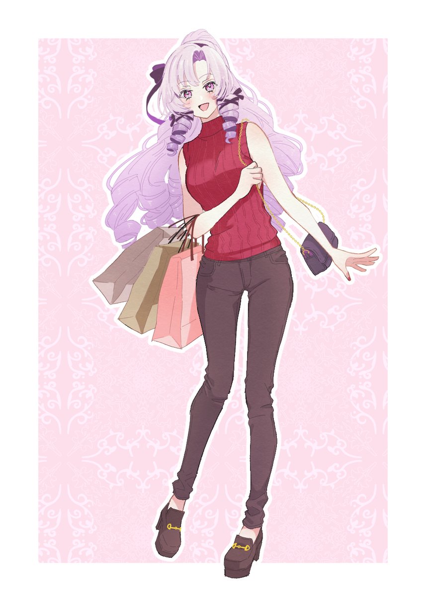 hyakumantenbara salome 1girl solo bag purple eyes long hair holding bag purple hair  illustration images