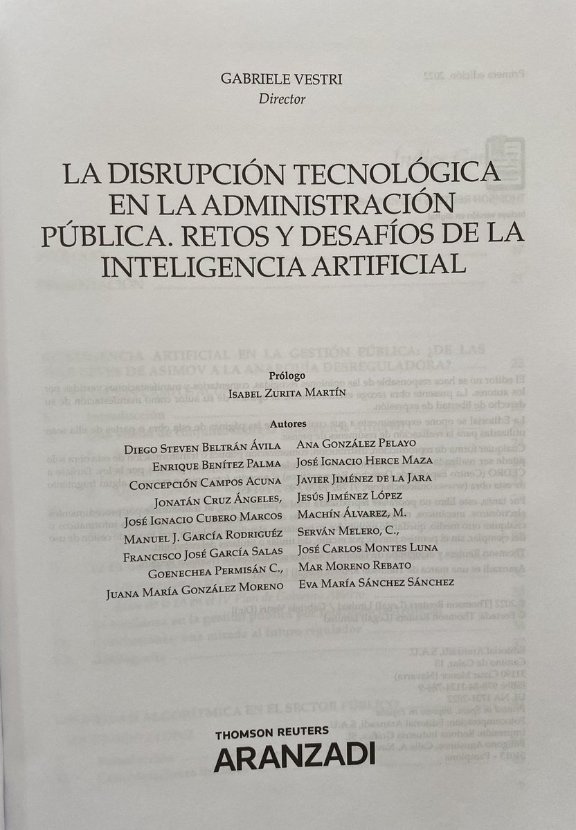 gabrielvestri's tweet photo. 🎉🎉Es con gran ilusión que presentamos nuestra obra impresa sobre #IA y Adm. pública..editada por @TR_ESP. Participación de lujo..entre otrxs: @mccamposacunha @Ebpal @NachoHerce @cris_goe @MarRebato @ctpdandalucia y +..gracias @derecho_uca ..@odise_ia @pacopini @PresnoLinera https://t.co/q0yB6asEDN