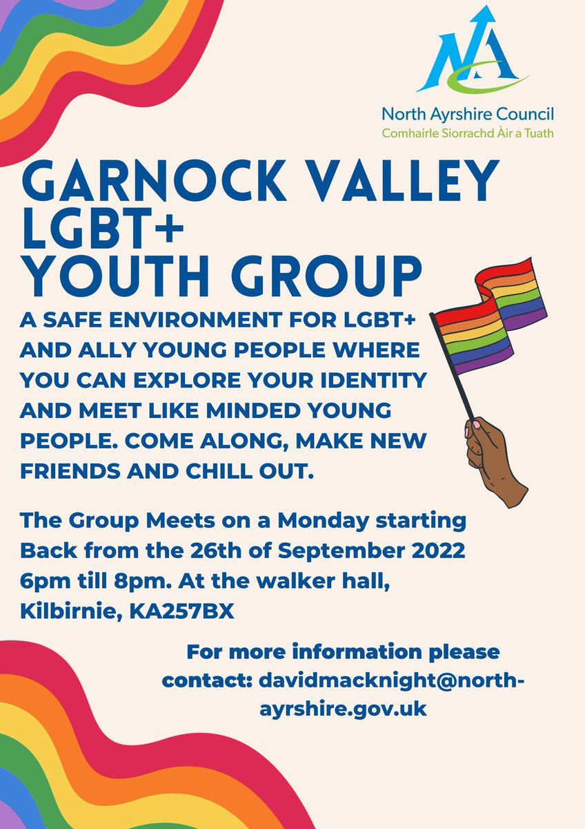 GVlocalityteam's tweet photo. ✨Garnock Valley LGBT+ GROUP✨
starting back the 26th of September at the walker hall Kilbirnie, details bellow!😁 https://t.co/JryW6esWLo