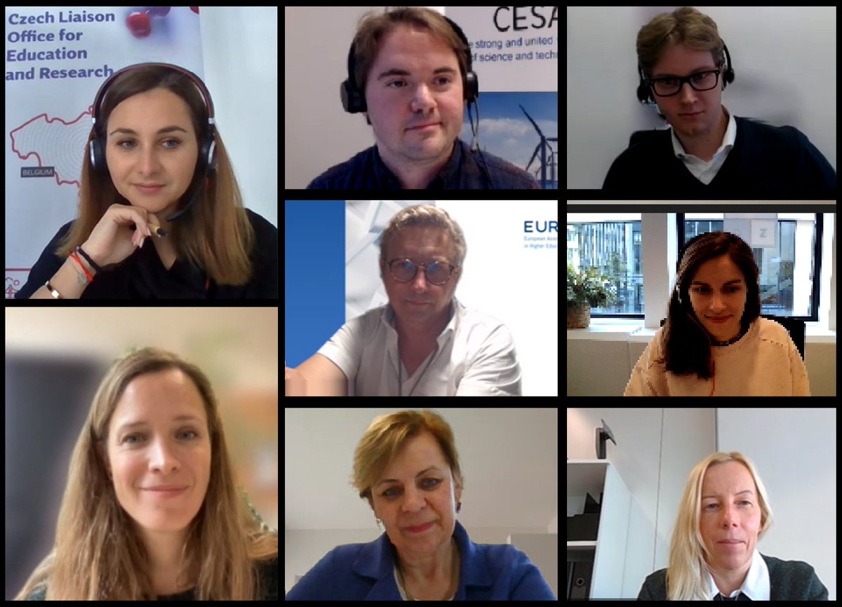 👏 Another day, another webinar!Many thanks to 
@johnhuw (@EURASHE), @KohlAnnelie (@UAS4EUROPE), @LKeustermans (@LERUnews), @TatianaPanteli (@EuroTechUA) & @bearore (@CESAER_SnT) for presenting their activities to 🇨🇿 universities.

✍️Next webinar THURSDAY!

#education & #research